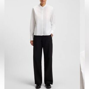 MISHA NONOO white collarless minimalistic button down shirt in M